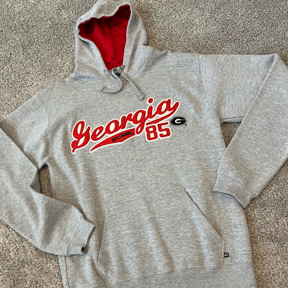 J America Sportswear‎ Size M Gray Georgia Bulldogs 85 appliqué sweatshirt hoodie